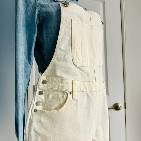 Universal Thread Off White Denim Overalls Women’s Size 10 - Picture 4 of 10